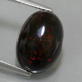 3.63 ct Multicolor Black Opal Gemstone, Black Opal Gem in Oval Cabochon Shape for Sale.