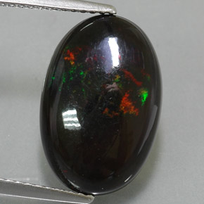 4.78 ct Multicolor Black Opal Gemstone, Black Opal Gem in Oval Cabochon Shape for Sale.