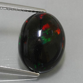 4.50 ct Multicolor Black Opal Gemstone, Black Opal Gem in Oval Cabochon Shape for Sale.