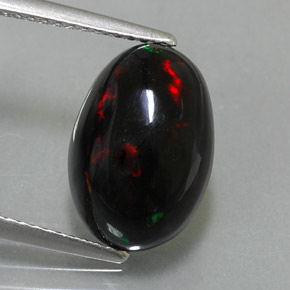 3.75 ct Multicolor Black Opal Gemstone, Black Opal Gem in Oval Cabochon Shape for Sale.