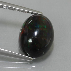 2.73 ct Multicolor Black Opal Gemstone, Black Opal Gem in Oval Cabochon Shape for Sale.