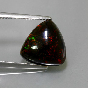 3.57 ct Multicolor Black Opal Gemstone, Black Opal Gem in Trillion Cabochon Shape for Sale.
