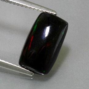 2.31 ct Multicolor Black Opal Gemstone, Black Opal Gem in Baguette Cabochon Shape for Sale.