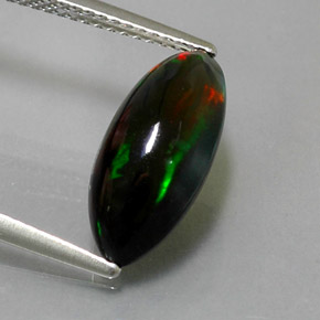 2.74 ct Multicolor Black Opal Gemstone, Black Opal Gem in Marquise Cabochon Shape for Sale.