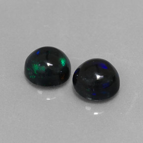 1.26 ct Multicolor Black Opal Stone, Natural Black Opal in Round Cabochon Shape for Sale