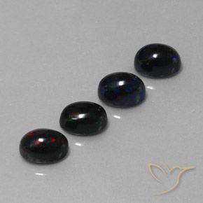 2.79 ctw Multicolor Black Opal Stones, Natural Black Opal in Oval Cabochon Shape for Sale
