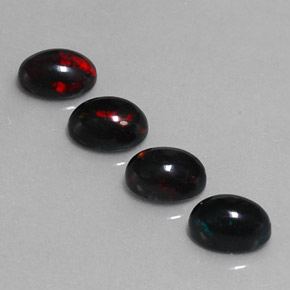 2.31 ctw Multicolor Black Opal Gemstones, Black Opal Gems in Oval Cabochon Shape for Sale.