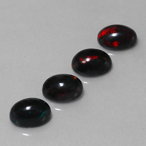 2.31 ctw Multicolor Black Opal Stones, Natural Black Opal in Oval Cabochon Shape for Sale