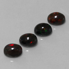 4.29 ct Multicolor Black Opal Stone, Natural Black Opal in Oval Cabochon Shape for Sale