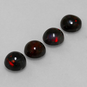 2.39 ct Multicolor Black Opal Stone, Natural Black Opal in Round Cabochon Shape for Sale