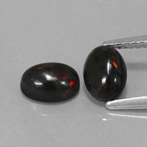 1.05 ct Multicolor Black Opal Gemstone, Black Opal Gem in Oval Cabochon Shape for Sale.