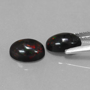 Black Opal Gemstone in 7 x 5 mm (calibrated) Size for Sale, Black Opal Stone in Multicolor Color