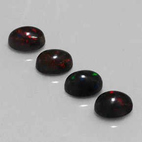 Black Opal Gemstone in 6 x 4 mm (calibrated) Size for Sale, Black Opal Stone in Multicolor Color