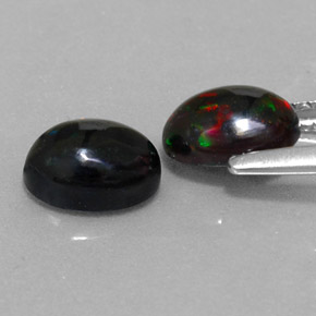 Black Opal Gemstone in 7 x 5 mm (calibrated) Size for Sale, Black Opal Stone in Multicolor Color