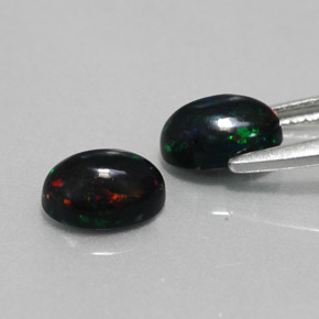 Black Opal Gemstone in 7 x 5 mm (calibrated) Size for Sale, Black Opal Stone in Multicolor Color