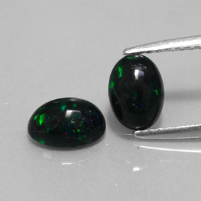 1.20 ct Multicolor Black Opal Gemstone, Black Opal Gem in Oval Cabochon Shape for Sale.