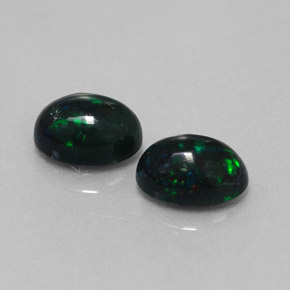 1.20 ct Multicolor Black Opal Stone, Natural Black Opal in Oval Cabochon Shape for Sale
