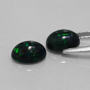 Black Opal Gemstone in 7 x 5 mm (calibrated) Size for Sale, Black Opal Stone in Multicolor Color