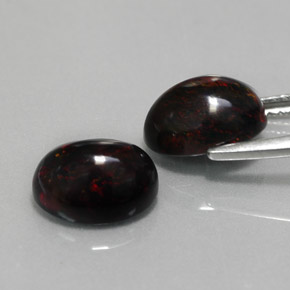 Black Opal Gemstone in 9 x 7 mm (calibrated) Size for Sale, Black Opal Stone in Multicolor Color