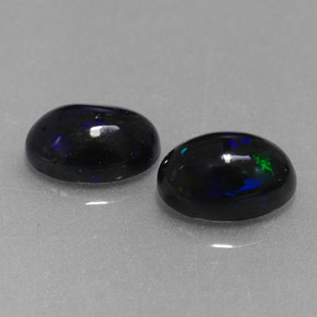 1.02 ct Multicolor Black Opal Stone, Natural Black Opal in Oval Cabochon Shape for Sale