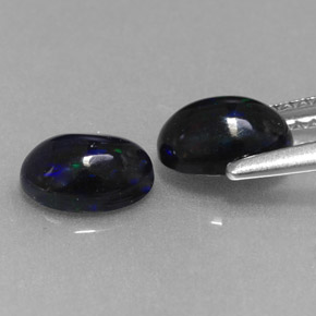 Black Opal Gemstone in 7 x 5 mm (calibrated) Size for Sale, Black Opal Stone in Multicolor Color