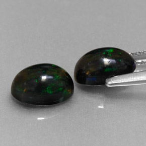 Black Opal Gemstone in 7 x 5 mm (calibrated) Size for Sale, Black Opal Stone in Multicolor Color