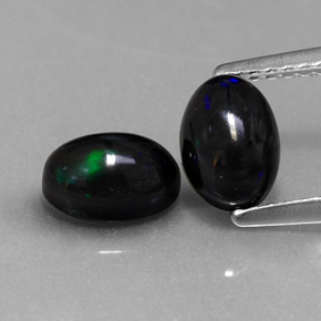 1.30 ct Multicolor Black Opal Gemstone, Black Opal Gem in Oval Cabochon Shape for Sale.