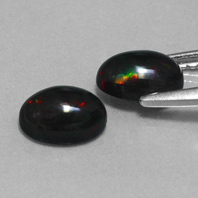 Black Opal Gemstone in 7 x 5 mm (calibrated) Size for Sale, Black Opal Stone in Multicolor Color