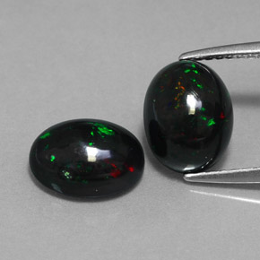 2.83 ct Multicolor Black Opal Gemstone, Black Opal Gem in Oval Cabochon Shape for Sale.