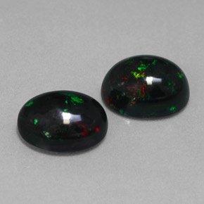 2.83 ct Multicolor Black Opal Stone, Natural Black Opal in Oval Cabochon Shape for Sale