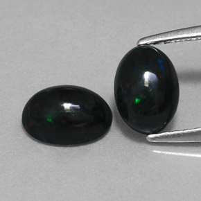 1.11 ct Multicolor Black Opal Gemstone, Black Opal Gem in Oval Cabochon Shape for Sale.
