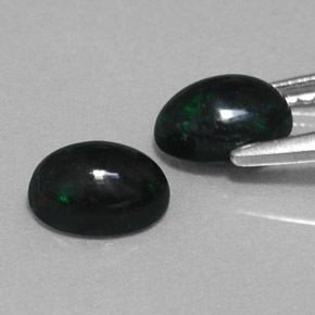 Black Opal Gemstone in 7 x 5 mm (calibrated) Size for Sale, Black Opal Stone in Multicolor Color