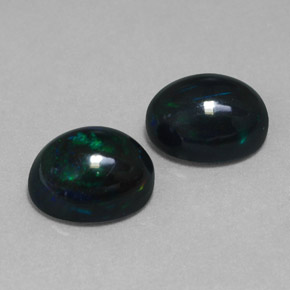 3.03 ct Multicolor Black Opal Stone, Natural Black Opal in Oval Cabochon Shape for Sale