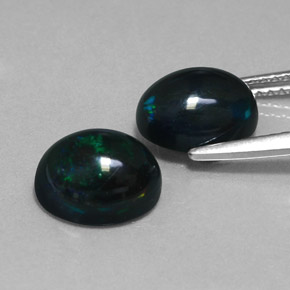 Black Opal Gemstone in 9 x 7 mm (calibrated) Size for Sale, Black Opal Stone in Multicolor Color