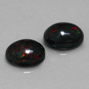 0.99 ct Multicolor Black Opal Stone, Natural Black Opal in Oval Cabochon Shape for Sale
