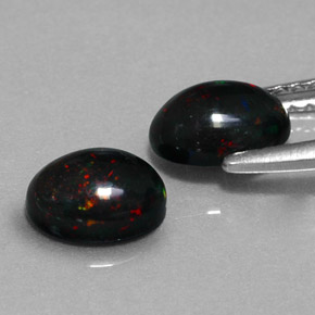 Black Opal Gemstone in 7 x 5 mm (calibrated) Size for Sale, Black Opal Stone in Multicolor Color