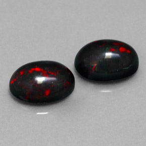 0.98 ct Multicolor Black Opal Stone, Natural Black Opal in Oval Cabochon Shape for Sale