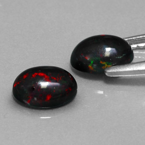 Black Opal Gemstone in 7 x 5 mm (calibrated) Size for Sale, Black Opal Stone in Multicolor Color