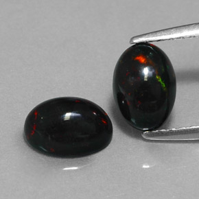 1.09 ct Multicolor Black Opal Gemstone, Black Opal Gem in Oval Cabochon Shape for Sale.