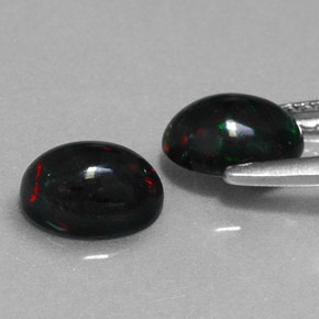 Black Opal Gemstone in 7 x 5 mm (calibrated) Size for Sale, Black Opal Stone in Multicolor Color