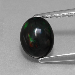 1.27 ct Multicolor Black Opal Gemstone, Black Opal Gem in Oval Cabochon Shape for Sale.