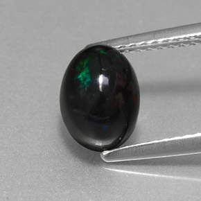 1.38 ct Multicolor Black Opal Gemstone, Black Opal Gem in Oval Cabochon Shape for Sale.