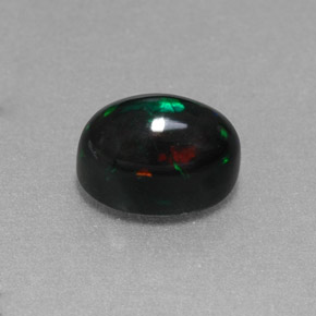 1.38 ct Multicolor Black Opal Stone, Natural Black Opal in Oval Cabochon Shape for Sale