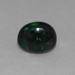 1.58 ct Multicolor Black Opal Stone, Natural Black Opal in Oval Cabochon Shape for Sale