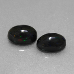 1.18 ct Multicolor Black Opal Stone, Natural Black Opal in Oval Cabochon Shape for Sale