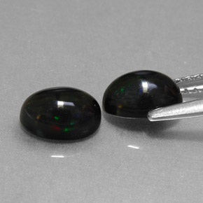 Black Opal Gemstone in 7 x 5 mm (calibrated) Size for Sale, Black Opal Stone in Multicolor Color