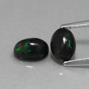 1.18 ct Multicolor Black Opal Gemstone, Black Opal Gem in Oval Cabochon Shape for Sale.
