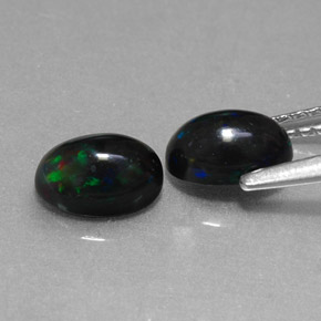 Black Opal Gemstone in 7 x 5 mm (calibrated) Size for Sale, Black Opal Stone in Multicolor Color