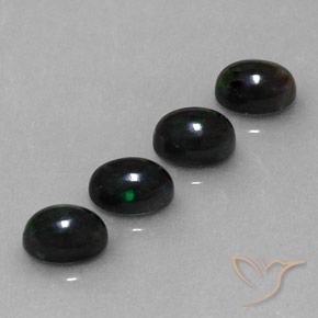 2.54 ctw Multicolor Black Opal Stones, Natural Black Opal in Oval Cabochon Shape for Sale