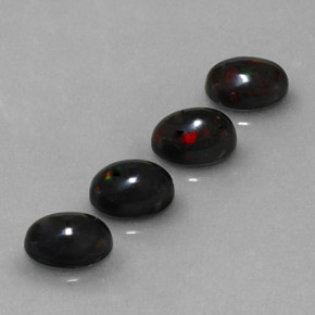 2.13 ct Multicolor Black Opal Stone, Natural Black Opal in Oval Cabochon Shape for Sale
